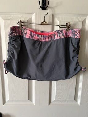 FREE COUNTRY Womens Pink Gray Multi Color Swim Skort Skirt Size Large